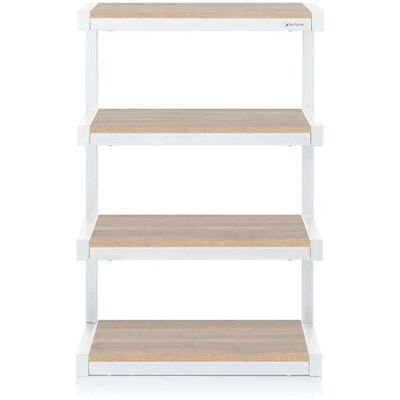 Norstone ESSE Blanc Avec 4 Étagères en Chêne - Support Hi-Fi - Publicité Norstone ESSE Blanc Avec 4 Étagères en Chêne - Support Hi-Fi - Publicité