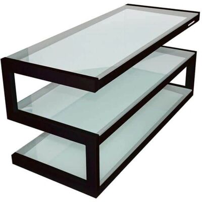 Norstone Esse meuble TV - Noir - Verre blanc dépoli - Publicité Norstone Esse meuble TV - Noir - Verre blanc dépoli - Publicité