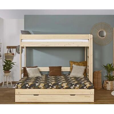 Lits superposés triple Hikari en bois naturel - Gain de place pour ado - Publicité Lits superposés triple Hikari en bois naturel - Gain de place pour ado - Publicité