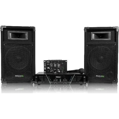 Pack de sonorisation Ibiza Sound DJ300N - 480W, Mixer, 2 enceintes, Microphone - Publicité Pack de sonorisation Ibiza Sound DJ300N - 480W, Mixer, 2 enceintes, Microphone - Publicité