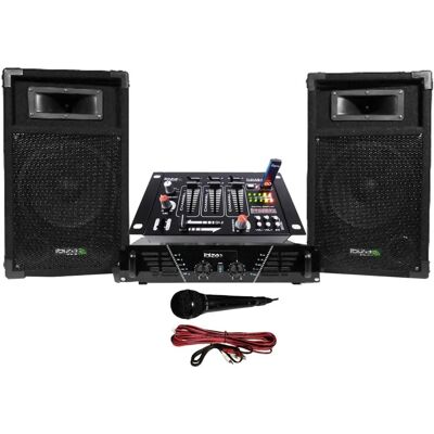 Haut-parleurs PA Ibiza Sound - Modèle AMP-300-S avec Mixeur & USB - Publicité Haut-parleurs PA Ibiza Sound - Modèle AMP-300-S avec Mixeur & USB - Publicité