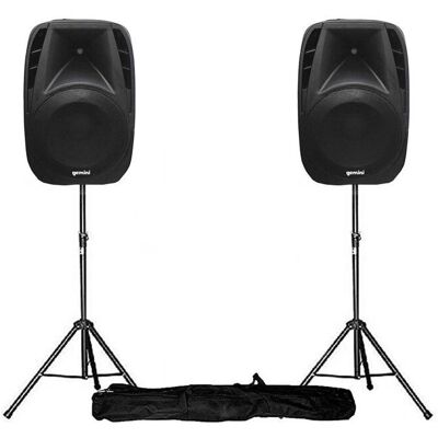 Haut-parleurs PA Gemini ES10BLU - Enceintes actives Bluetooth 10 pouces avec supports - Publicité Haut-parleurs PA Gemini ES10BLU - Enceintes actives Bluetooth 10 pouces avec supports - Publicité