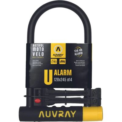 Antivol U Auvray D14 Alarme - Sécurité anti-vol avec alarme 120dB, 14mm - Publicité Antivol U Auvray D14 Alarme - Sécurité anti-vol avec alarme 120dB, 14mm - Publicité