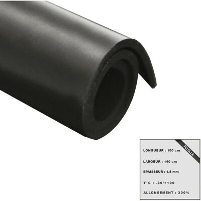 Foglio di gomma EPDM - Nero - 1,5mm - 100x140cm Foglio di gomma EPDM - Nero - 1,5mm - 100x140cm