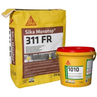 Paquete de reparación Sika MonoTop 1010 & Monotop 311FR - Mortero de reparación - Gris Paquete de reparación Sika MonoTop 1010 & Monotop 311FR - Mortero de reparación - Gris