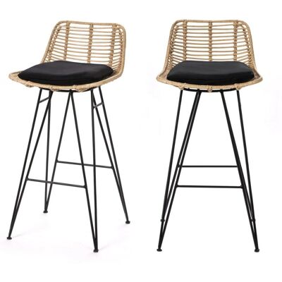 Drawer Capurgana - Lot de 2 Chaises de Bar en Rotin Naturel - Publicité Drawer Capurgana - Lot de 2 Chaises de Bar en Rotin Naturel - Publicité