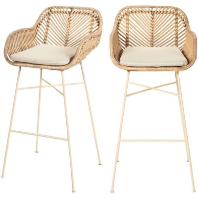 Drawer Nunuhai - Tabourets de bar en rotin - Beige - 2 pcs - 76cm H - Publicité Drawer Nunuhai - Tabourets de bar en rotin - Beige - 2 pcs - 76cm H - Publicité