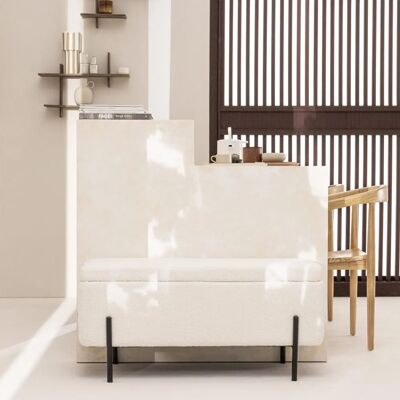 Drawer Kos - Banco de almacenamiento - Blanco - Estilo vintage escandinavo Drawer Kos - Banco de almacenamiento - Blanco - Estilo vintage escandinavo