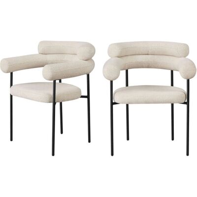 Drawer Nori - Juego de 2 Sillas Ecru en Tela Bouclé - Muebles de Salón Drawer Nori - Juego de 2 Sillas Ecru en Tela Bouclé - Muebles de Salón
