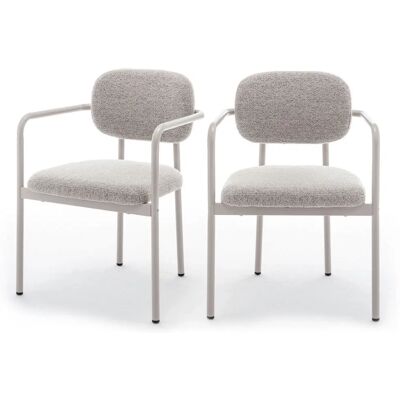 Drawer Stuart - Juego de 2 sillones de tela boucle - Beige Drawer Stuart - Juego de 2 sillones de tela boucle - Beige