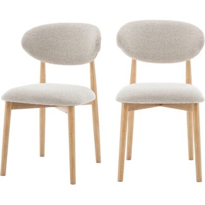 Drawer Clara - 2 Chaises en Tissu Bouclette Beige - Chaises à Manger - Publicité Drawer Clara - 2 Chaises en Tissu Bouclette Beige - Chaises à Manger - Publicité