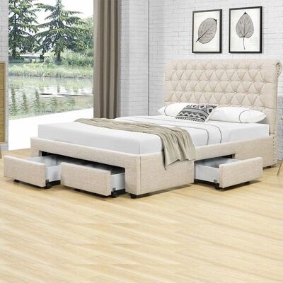 Hyde - Design Drawer Bed - Beige - 140x190 - Lit - Publicité Hyde - Design Drawer Bed - Beige - 140x190 - Lit - Publicité