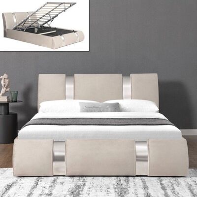 Nova - Velours - Taupe - 140x190 - Lit avec rangement - Publicité Nova - Velours - Taupe - 140x190 - Lit avec rangement - Publicité