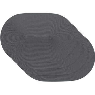 Venilia Set da Tavola - Plastica Tessuta, Grigia - 45x30cm - 4 pezzi Venilia Set da Tavola - Plastica Tessuta, Grigia - 45x30cm - 4 pezzi