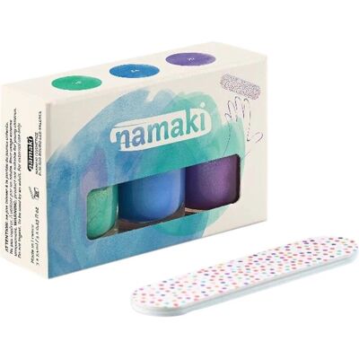 Namaki Kinder Nagellack 3er Set "Polarlichter" mit Nagelfeile Namaki Kinder Nagellack 3er Set "Polarlichter" mit Nagelfeile