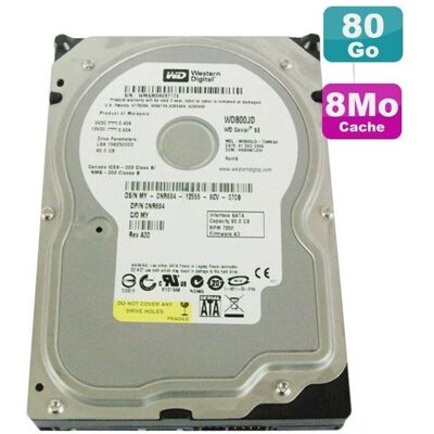 WD - WD800JD-60LSA5 - 80GB - SATA Disque Dur Interne - Publicité WD - WD800JD-60LSA5 - 80GB - SATA Disque Dur Interne - Publicité