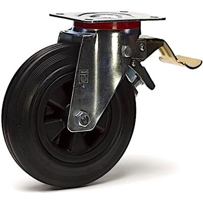 Roues-et-Roulettes.com Roue pivotante en caoutchouc avec frein - 250mm - 295 Kg Roues-et-Roulettes.com Roue pivotante en caoutchouc avec frein - 250mm - 295 Kg