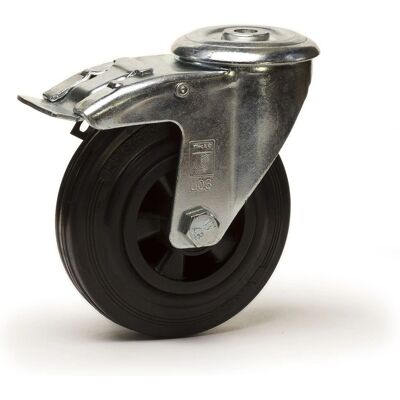 Roues-et-Roulettes.com Roue pivotante avec frein - 160 mm Caoutchouc - 135 Kg Roues-et-Roulettes.com Roue pivotante avec frein - 160 mm Caoutchouc - 135 Kg