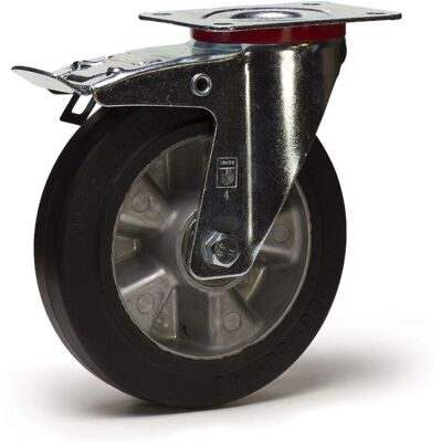 Roulette en caoutchouc EASYROLL 125mm avec frein Roulette en caoutchouc EASYROLL 125mm avec frein