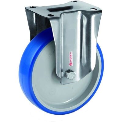 Roues-et-Roulettes.com - Roulette INOX 125 - Blue PU - 125 mm - Wheel Roues-et-Roulettes.com - Roulette INOX 125 - Blue PU - 125 mm - Wheel