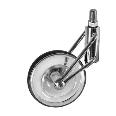 Roues-et-Roulettes.com Roulettes pivotantes M8 - Chrome - Caoutchouc cristal - Intérieur - Publicité Roues-et-Roulettes.com Roulettes pivotantes M8 - Chrome - Caoutchouc cristal - Intérieur - Publicité