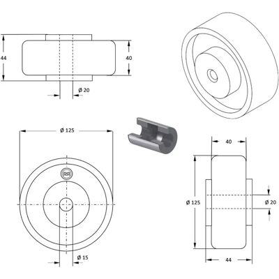 Roues-et-Roulettes.com - Roue fonte 125 x 40 - Wheel Roues-et-Roulettes.com - Roue fonte 125 x 40 - Wheel