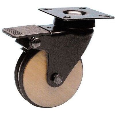 Roues-et-Roulettes.com Roue en Bois Pivotante avec Frein - 75mm - Noir Roues-et-Roulettes.com Roue en Bois Pivotante avec Frein - 75mm - Noir
