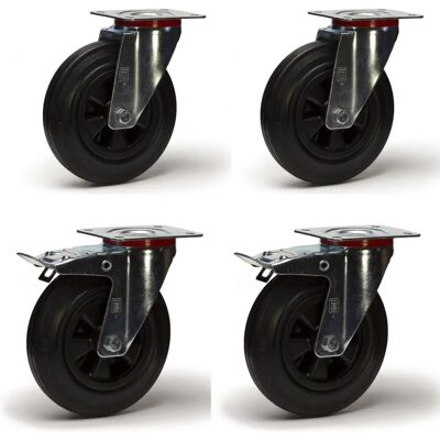 Roues-et-Roulettes.com Ensemble de Roues en Caoutchouc 100mm - 4 Pièces Roues-et-Roulettes.com Ensemble de Roues en Caoutchouc 100mm - 4 Pièces