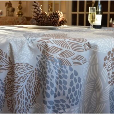 N/A - Feuilles Gris Beige - Ronde 160cm - Nappe - Publicité N/A - Feuilles Gris Beige - Ronde 160cm - Nappe - Publicité