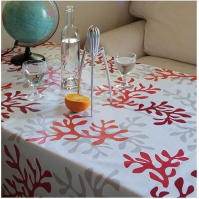 Nappe rectangulaire anti-tache Corail rouge Fleur de Soleil - Publicité Nappe rectangulaire anti-tache Corail rouge Fleur de Soleil - Publicité