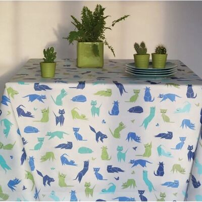 Fleur de Soleil - Chats bleus - Nappe - Publicité Fleur de Soleil - Chats bleus - Nappe - Publicité