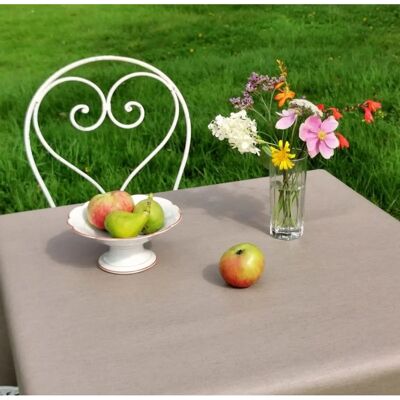 Fleur de Soleil - Unie taupe coton lin - 160x200cm - Nappe - Publicité Fleur de Soleil - Unie taupe coton lin - 160x200cm - Nappe - Publicité
