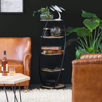 Made in Meubles OT5-GM - Bois de manguier + métal - Noir - 5 étagères - Étagère - Publicité Made in Meubles OT5-GM - Bois de manguier + métal - Noir - 5 étagères - Étagère - Publicité
