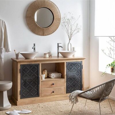Made In Meubles - MK308 - Mango wood - Meuble lavabo - Publicité Made In Meubles - MK308 - Mango wood - Meuble lavabo - Publicité