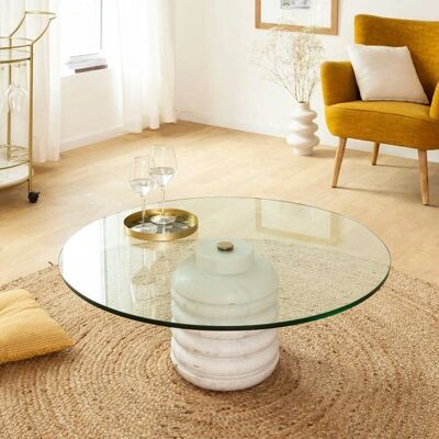 Made In Meubles - Lara - Blanc - 90x90x34 cm - Table basse - Publicité Made In Meubles - Lara - Blanc - 90x90x34 cm - Table basse - Publicité