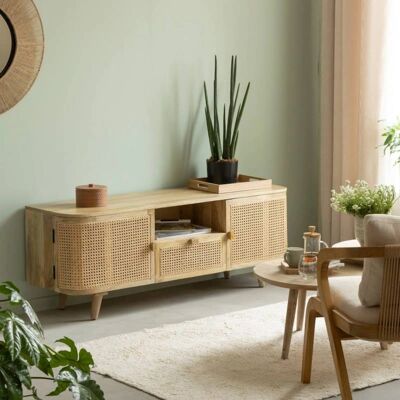 Made In Meubles - Palma - Bois de manguier - Cannage - Mueble TV - Publicité Made In Meubles - Palma - Bois de manguier - Cannage - Mueble TV - Publicité