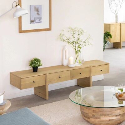 Made in Meubles - Amara - Brown Mango wood - TV consolee - Publicité Made in Meubles - Amara - Brown Mango wood - TV consolee - Publicité