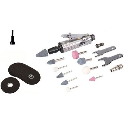 Mini meuleuse pneumatique Silverline avec accessoires et disques - Publicité Mini meuleuse pneumatique Silverline avec accessoires et disques - Publicité