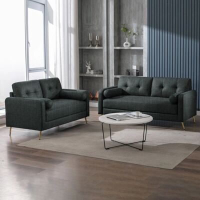 GLIMAR - 3+2 - Microfibre Anthracite Gris - Ensemble de canapés - Publicité GLIMAR - 3+2 - Microfibre Anthracite Gris - Ensemble de canapés - Publicité