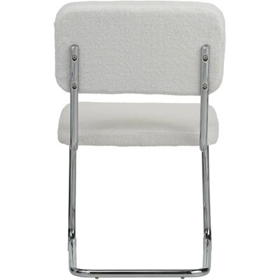 SHERPA - Bouclette blanc - Pieds chromés - Chaises de salle à manger - Publicité SHERPA - Bouclette blanc - Pieds chromés - Chaises de salle à manger - Publicité