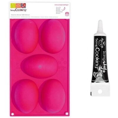 Stampo per uova di Pasqua Scrapcooking - 5 uova, nero, silicone, professionale Stampo per uova di Pasqua Scrapcooking - 5 uova, nero, silicone, professionale