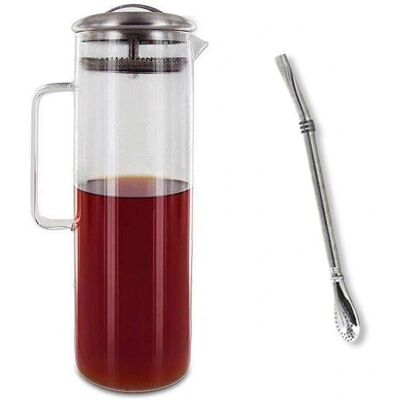 Dekantér do herbaty AROMANDISE - 15cm Stal nierdzewna & szkło - 1,5L Dekantér do herbaty AROMANDISE - 15cm Stal nierdzewna & szkło - 1,5L