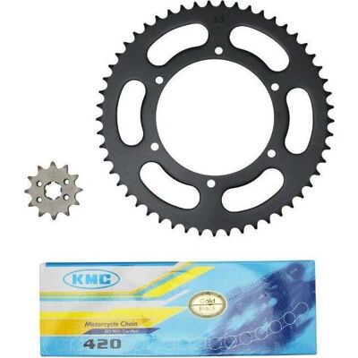 Kit Chaîne Derbi GPR 50 2004-2005 - 12T Pignon, 53T Chaîne - Publicité Kit Chaîne Derbi GPR 50 2004-2005 - 12T Pignon, 53T Chaîne - Publicité