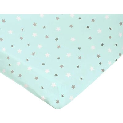 DOMIVA Lenzuolo con angoli in jersey di cotone - Aqua Imp Stars - Biancheria DOMIVA Lenzuolo con angoli in jersey di cotone - Aqua Imp Stars - Biancheria
