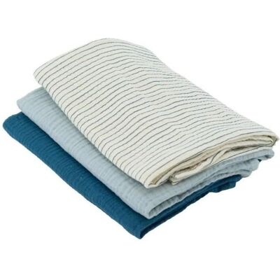 DOMIVA Langes en Bambou Bleu Indigo - Ensemble de 3 multiusages - Publicité DOMIVA Langes en Bambou Bleu Indigo - Ensemble de 3 multiusages - Publicité