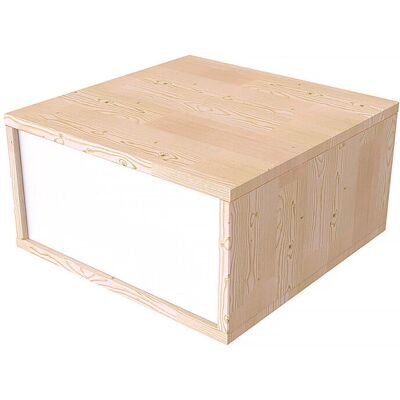 ABC MEUBLES Cube de rangement en bois - Vernis Naturel - 50x50 - Publicité ABC MEUBLES Cube de rangement en bois - Vernis Naturel - 50x50 - Publicité