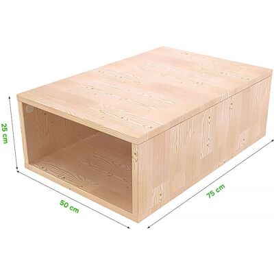 ABC MEUBLES Cubo di stoccaggio in legno massiccio - 75x50cm - Bianco - Tipo di archiviazione ABC MEUBLES Cubo di stoccaggio in legno massiccio - 75x50cm - Bianco - Tipo di archiviazione