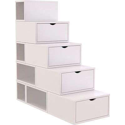 ABC MEUBLES Scala cubo di stoccaggio - 125cm, Bianco, Multifunzionale ABC MEUBLES Scala cubo di stoccaggio - 125cm, Bianco, Multifunzionale