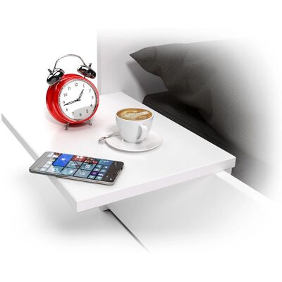 ABC MEUBLES Table de chevet suspendue blanche - Rangement pratique - Rustique moderne - Publicité ABC MEUBLES Table de chevet suspendue blanche - Rangement pratique - Rustique moderne - Publicité