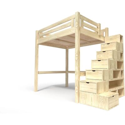 ABC MEUBLES Lit Mezzanine Bois Naturel - Hauteur Réglable - 120x200 - Publicité ABC MEUBLES Lit Mezzanine Bois Naturel - Hauteur Réglable - 120x200 - Publicité